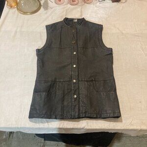 vtg sleeveless black leather western cowboy biker motorcycle womens vest